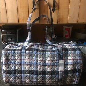 New Vera Bradley Perfectly Plaid Large Traveler Duffel Bag